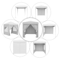 Gazebo Pieghevole Pop Up 2x2 m con 4 Pareti Rimovibili in Poliestere e Acciaio, Bianco