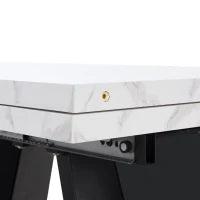 Tavolo allungabile da pranzo con sistema scorrevole e in acciaio al carbonio, 159x74x77 cm, Bianco+Nero