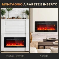 Camino Elettrico 1800W Regolabile con Telecomando, in Acciaio e Vetro Temperato, 91.4x15.8x45 cm, Nero