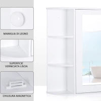 homcom Specchio Bagno Contenitore, Armadietto Bagno con Specchio, Anta Centrale e Mensole in Legno Bianco (66 x 17 x 63 cm)