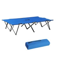 Letto da campeggio doppio pieghevole per 2 persone fino a 136 kg 193 x 125 x 40 cm poliestere Oxford metallo blu