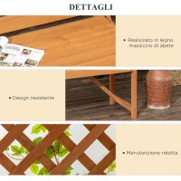 Panchina da Giardino in Legno di Abete con Arco Decorativo per Piante e Vasi, 160x50x198 cm, Marrone