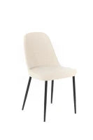 E-STYLO Sedia da pranzo in tessuto beige e gambe in metallo nero, imbottita, 55cm X 46cm H. 85cm.