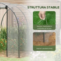 Serra a Tunnel 3x2x2m con Porta Avvolgibile e Finestre a Rete in Acciaio e Plastica, Trasparente