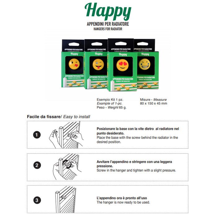 Appendini per termoarredo universali happy radiatori pika multipack 4 pezzi