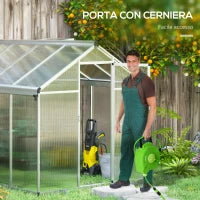 Serra da Giardino in Policarbonato con Finestra, Porta con Blocco e Grondaia, 2.5x2x2m