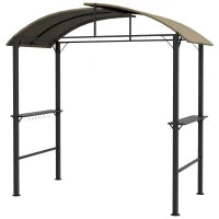 Gazebo per Barbecue, 2 Ripiani Laterali, Ganci, Telaio in Acciaio, 1.1 x 2.3m, Cachi
