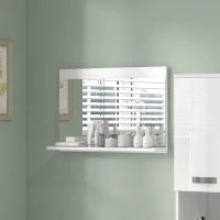 kleankin Specchio Bagno da Parete con Mensola Design Moderno e Multiuso, 60x12x40 cm, Bianco