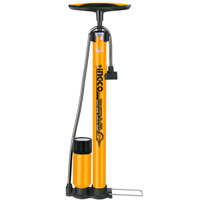 Pompa manuale professionale manometro tubo acciaio bici moto auto 38x500 mm