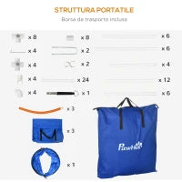Set Agility Dog 7 Pezzi con Fischietto e Borsa da Trasporto, in Plastica e ABS, 89x69x99 cm, Bianco Arancione Blu