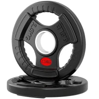 Set di Dischi Pesi 2x2.5 kg con Foro da 5 cm e 3 Impugnature, Acciaio con Rivestimento in Plastica, Nero