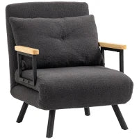 Divano Letto Singolo Pieghevole Poltrona Letto Convertibile 4 in 1 Schienale Regolabile a 5 Livelli e Cuscino 63x73x81 cm Grigio