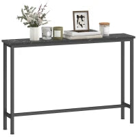 Console Ingresso Stretta con Superficie Effetto Marmo e Telaio in Metallo 100x20x66 cm Nero