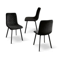 PAZZO DESIGN Sedia Arianna set da 4 sedie Nero in velluto e gambe in metallo