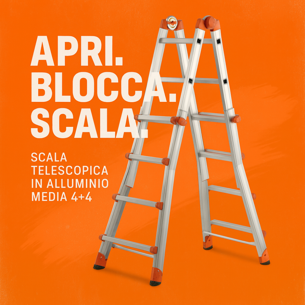 Scala professionale telescopica 4+4 multifunzione pieghevole regolabile en131-4