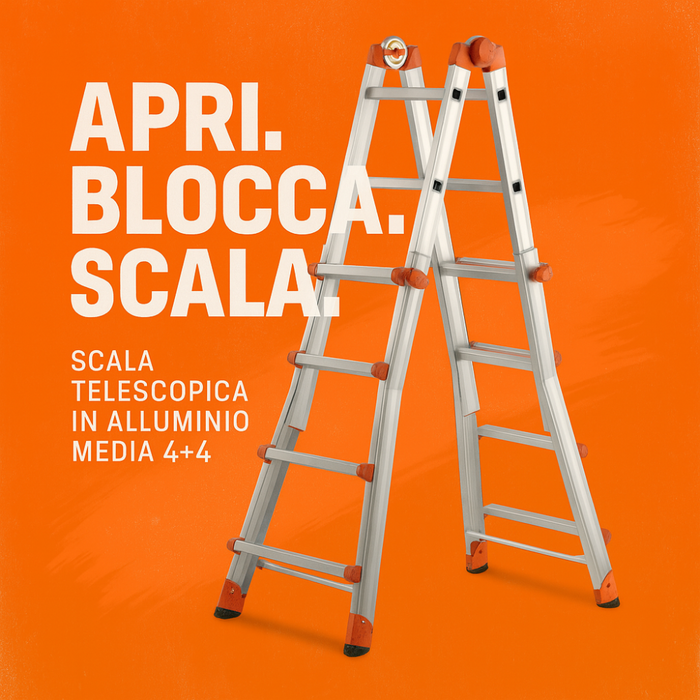 Scala professionale telescopica 4+4 multifunzione pieghevole regolabile en131-4