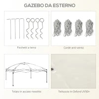 Gazebo da Giardino 3x3 m con Zanzariera e Borsa da Trasporto con Ruote, Color Crema