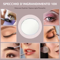 Specchio per Trucco con LED Regolabili, Ingranditore 10x, Presa USB e Comandi Touch, 80x62x14cm