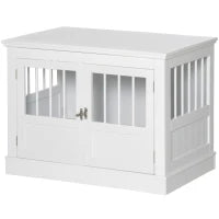 Gabbia per Cani Piccoli Tavolino Moderna con 3 Porte Francese con Chiusura Magnetica 78x53x59,3 cm Bianco