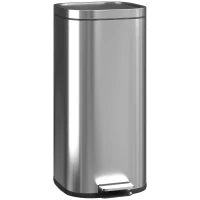 Pattumiera a Pedale da 30L con Secchio Rimovibile, in Metallo e PP, 29x36x59.5 cm, Argento