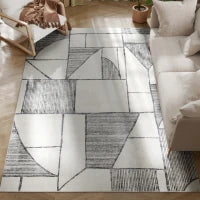 Tappeto Moderno Antiscivolo a Linee Geometriche, in Poliestere Multicolore, 230x160x0.7 cm