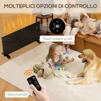 Riscaldatore a Convezione 2000W Temperatura Regolabile con Telecomando, Timer 24h e Settimanale, Nero