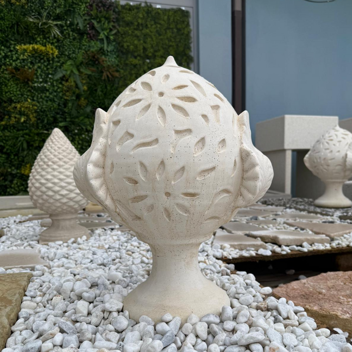 Pigna fiorissima cemento bianco 20 x 35 x h.50 cm arredo giardino esterni