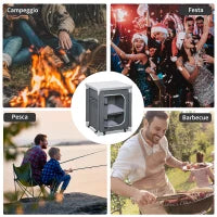 Mobile Cucina da Campeggio con 2 Mensole e Sacca di Trasporto, in Alluminio e Tessuto Oxford 60x49x70cm Grigio