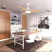 Ventilatore da Soffitto Reversibile con Luce LED, 6 Velocità, Silenzioso, Telecomando, Diametro 122 cm, Bianco