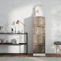 Armadio per Ufficio a 4 Cassetti con 2 Serrature e Barra Portadocumenti A4, in Legno, 39,4x40x129 cm, Bianco e Legno