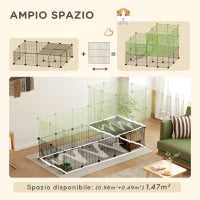 Recinto per Animali Modulabile e Multilivello con 39 Pannelli, in Acciaio e PP, 140x70x105 cm, Nero