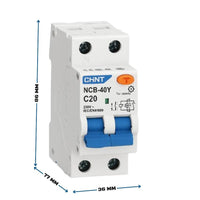 Chint 519863 interruttore magnetotermico differenziale 1p+n 20a tipo a