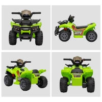 Quad Elettrico per Bambini 18-36 Mesi con Batteria Ricaricabile 6V e Fari, in Metallo e PP, 66x44x42 cm, Verde