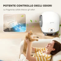 Lettiera Autopulente per Gatti 1-5 kg con Box per Fragranza e Sacchetti, in PP, 55.5x51x58.5 cm, Bianco e Grigio