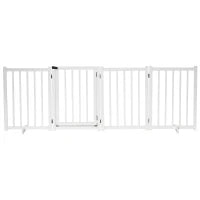 Cancellino Pieghevole per Cani Piccola/Media Taglia con Serratura in Legno 237.5x36x80cm - Bianco