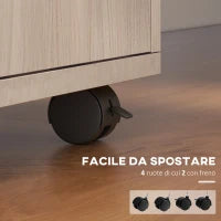 Cassettiera da Ufficio Portadocumenti con Ripiano Aperto e 2 Cassetti, in Legno e Metallo, 40x35x60 cm, Rovere