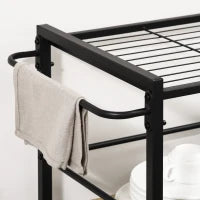 Carrello da Cucina a 3 Ripiani con Vassoio Rimovibile e Ruote Girevoli, 72x40x94cm, Legno e Nero