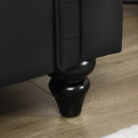 Divano 2 Posti in Stile Chesterfield in Pelle PU con Cuscino Rimovibile, 160x84x80 cm, Nero