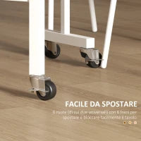 Tavolo Pieghevole Moderno a 2 Ribalte con Rotelle in MDF e Acciaio, 120x80x73cm, Marrone