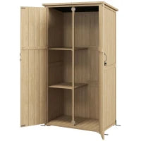 Armadio da giardino casetta rimessa per attrezzi 90L x 54,5P x 161/168,5H cm 2 ripiani tetto bitumato impermeabile legno pino autoclave