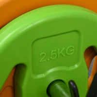 Set Bilanciere e Dischi da 20 kg totali Antiscivolo con 6 Pesi e 2 Clip di Fissaggio, Ø28x130 cm, Multicolore