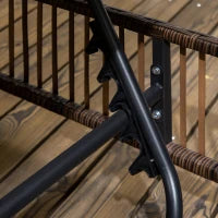 Set 2 Lettini Prendisole con Cuscini Imbottiti e Tavolino in Rattan PE, Marrone e Beige