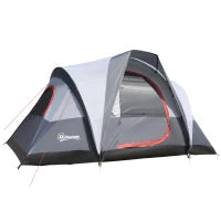 Tenda da campeggio per 2-3 persone, impermeabile, con finestre a doppio strato in rete, 355 x 190 x 170 cm, grigio