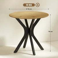 Tavolo da pranzo rotondo, Design moderno, 78 cm x 78 cm x 75 cm, Legno naturale
