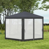 Gazebo da Giardino Esagonale con Doppio Ingresso, in Metallo e Poliestere, 3.94x3.94x2.5 m, Grigio
