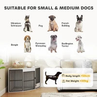 Gabbia per Cani per Cani di Piccola e Media Taglia, in MDF e Acciaio, Bianco