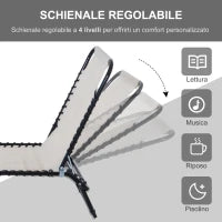 Lettino Prendisole in Acciaio e Tessuto Traspirante con Schienale Reclinabile, 197x58x30 cm