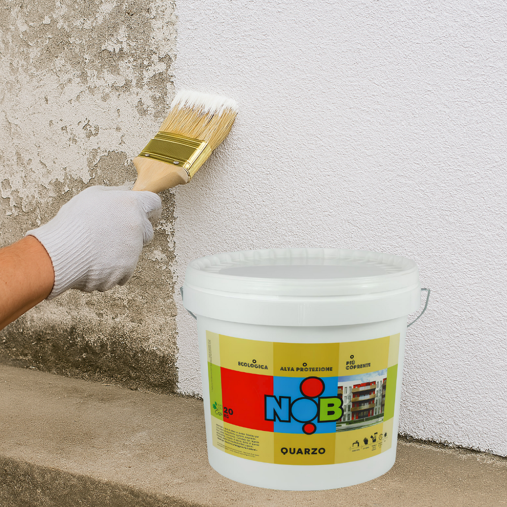 Pittura quarzo acrilica idrorepellente ecologica esterni coprente bianco nob *** formato 5 kg, confezione 1