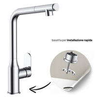 Miscelatore lavello cucina damasco con doccetta estraibile canna orientabile *** finitura- cromo lucido, confezione 1