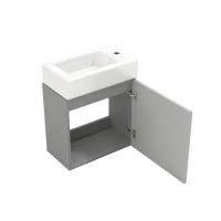 Mobile da bagno con lavabo e mobiletto sottolavabosospeso e con spazio contenitore, 46x26x56 cm, Grigio e Bianco